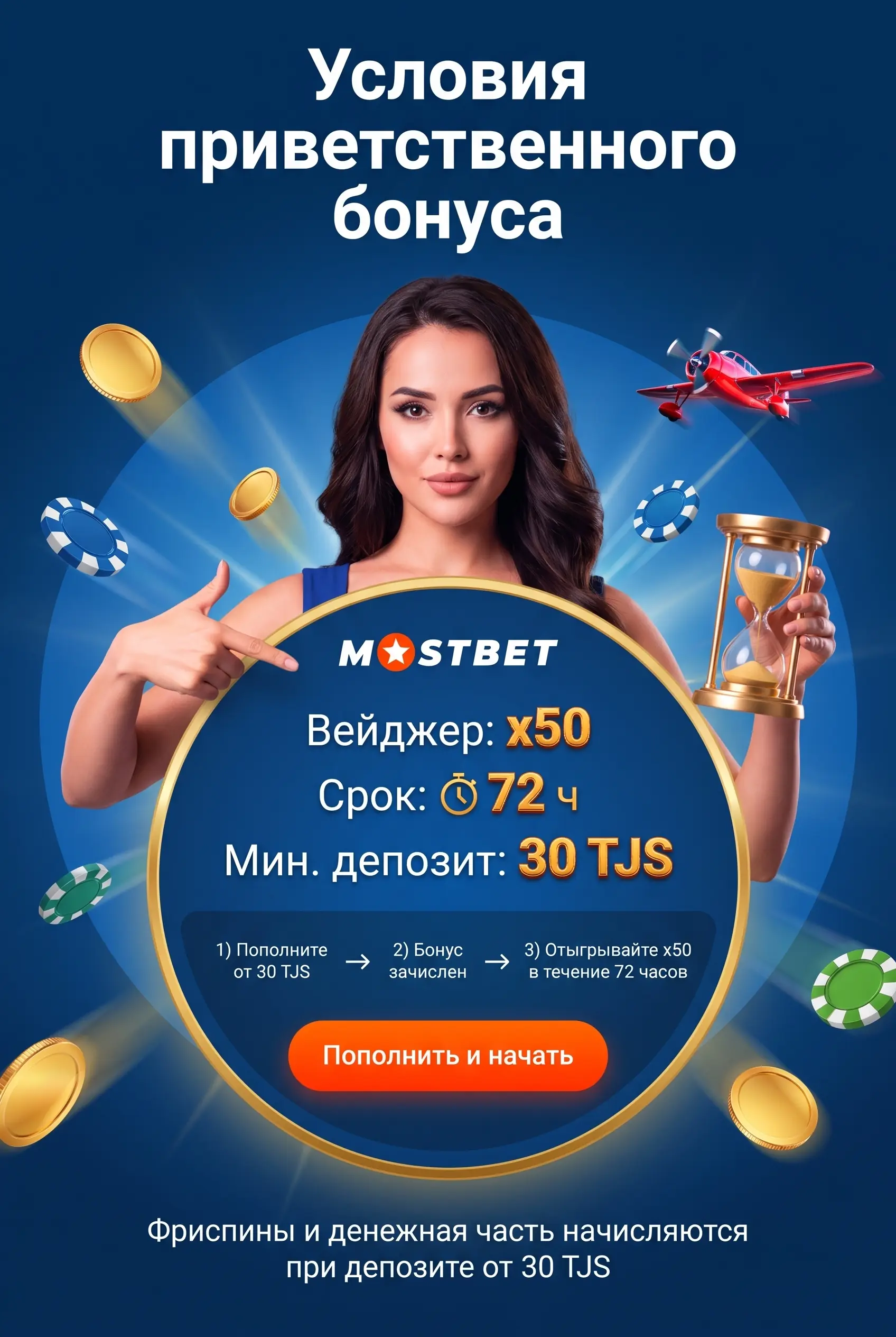 Условия бонуса Mostbet и вейджер x50